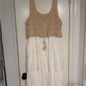 Anthropologie Beige Crochet Top